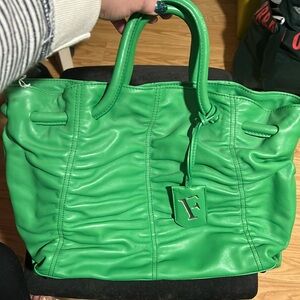 Gorgeous green furla tote with snap top